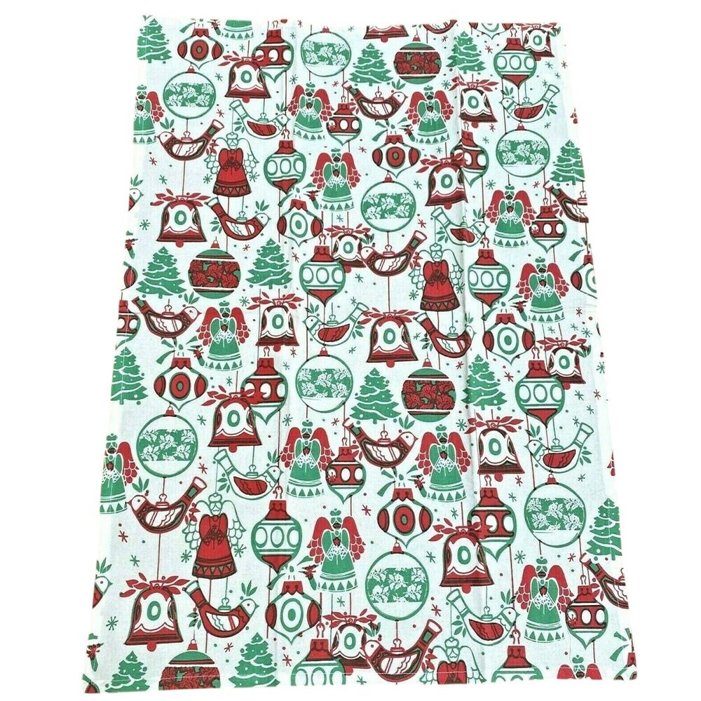 Christmas holiday cotton tea towel red & green